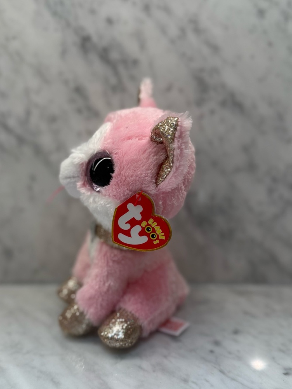 Fiona Ty Beanie Boos Kitty Cat Pink Glitter NWT - Picture 2 of 4